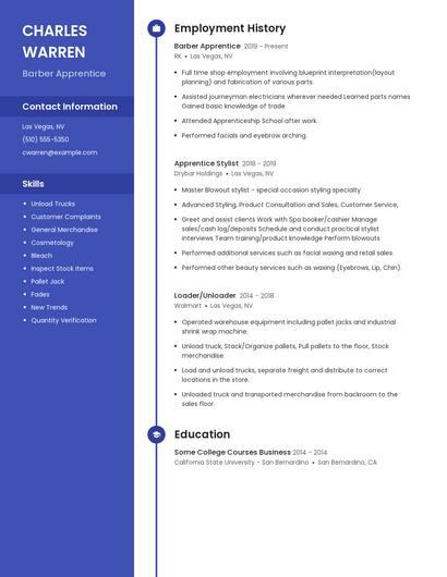 Barber Apprentice Resume