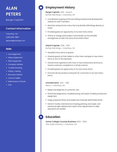 Barge Captain Resume