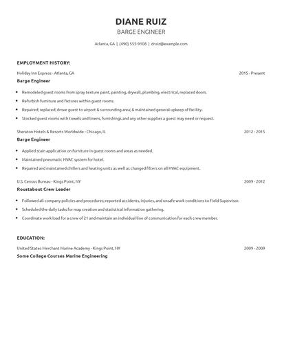 Barge Engineer Resume