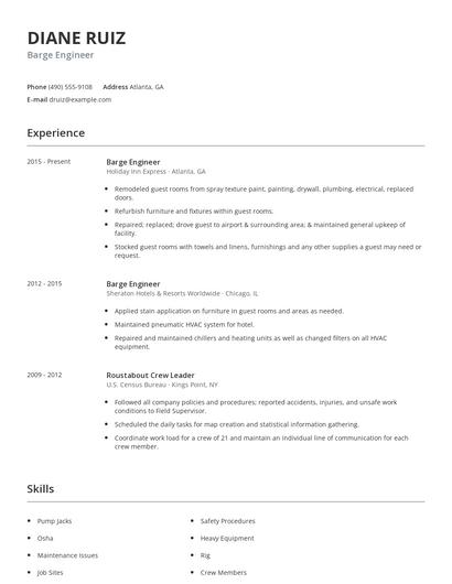 Barge Engineer Resume