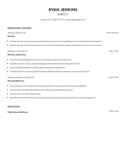 Barista Resume