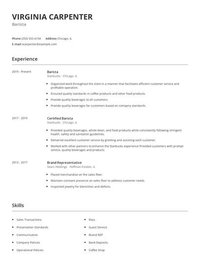 Barista Resume