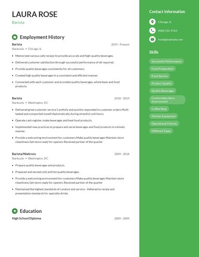 Barista Resume