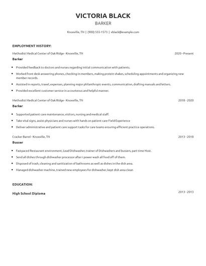Barker Resume