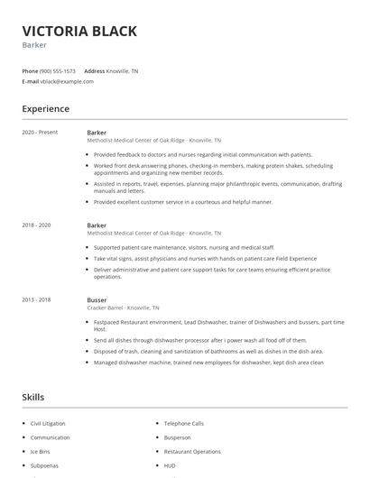 Barker Resume