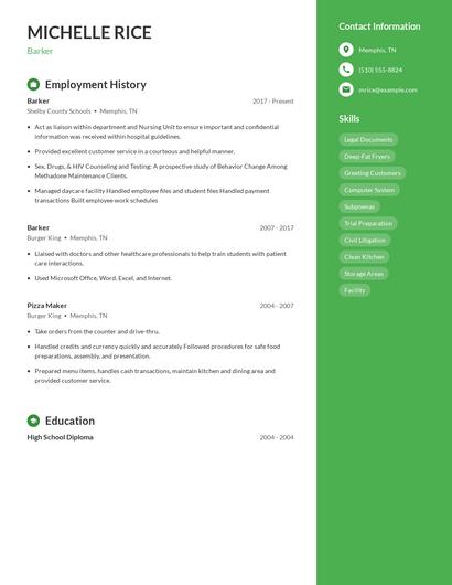 Barker Resume