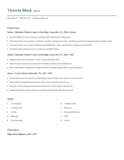 Barker Resume