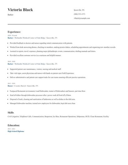 Barker Resume