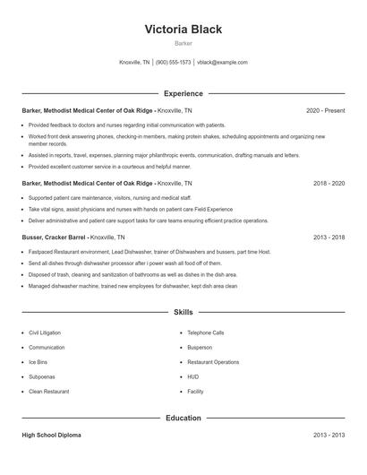 Barker Resume
