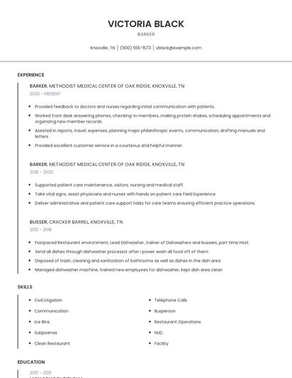 Barker Resume