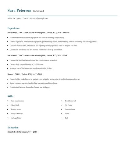 Barn Hand Resume