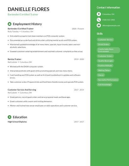 Resume example 5