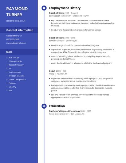 Baseball Scout Resume