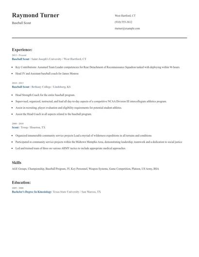 Baseball Scout Resume