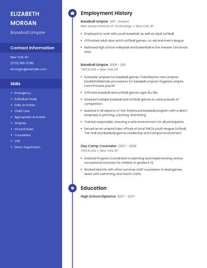 Baseball Umpire Resume