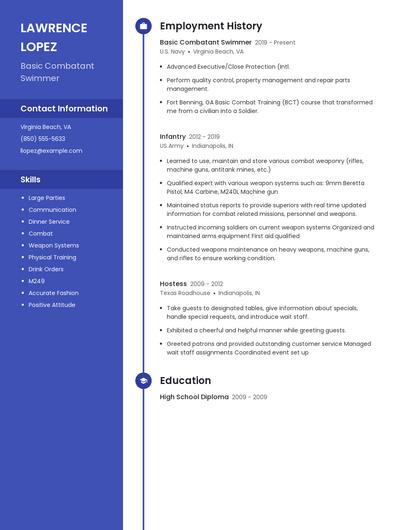 Basic Combatant Swimmer Resume