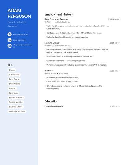 Basic Combatant Swimmer Resume