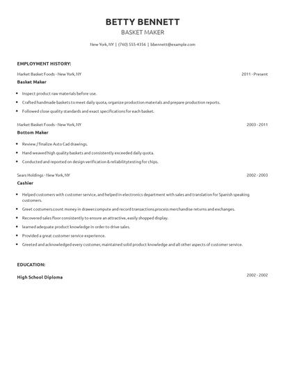 Basket Maker Resume