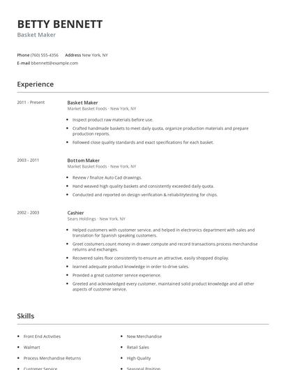 Basket Maker Resume