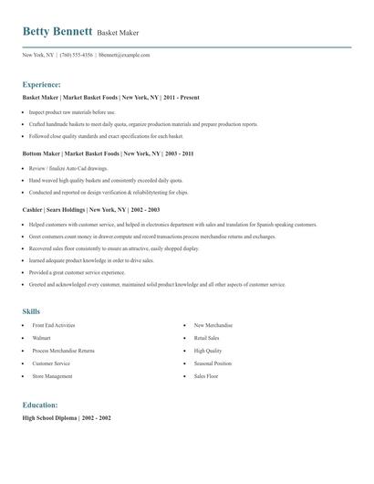Basket Maker Resume