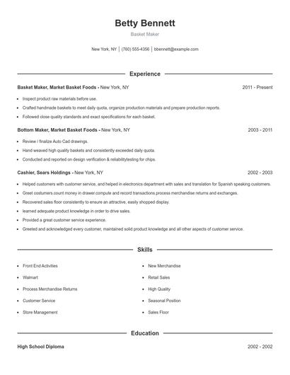 Basket Maker Resume