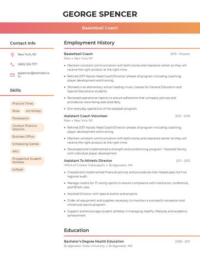 Basketball Coach Resume