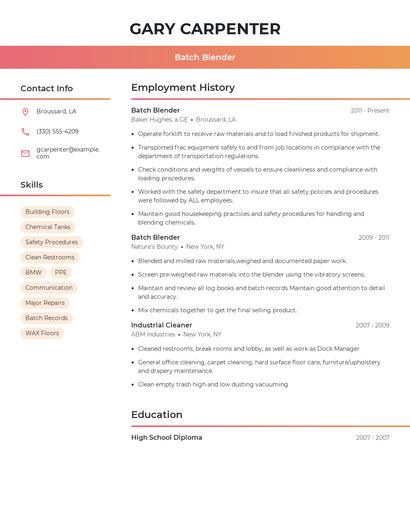 Batch Blender Resume