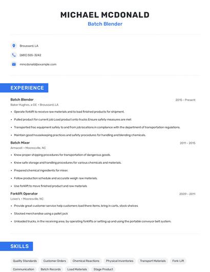 Batch Blender Resume
