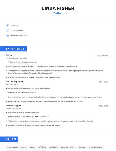Bather Resume