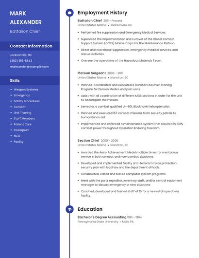 Battalion Chief Resume