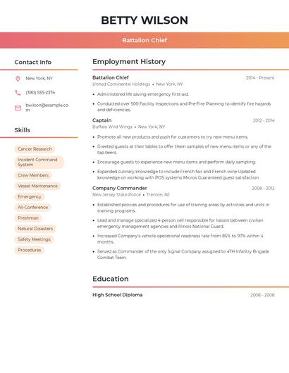 Battalion Chief Resume