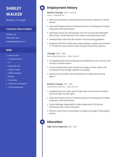 Battery Charger Resume