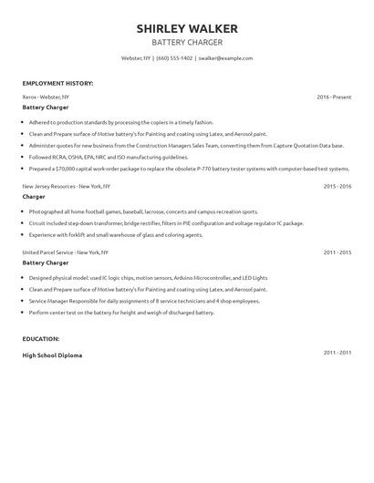 Battery Charger Resume