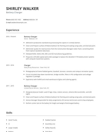 Battery Charger Resume