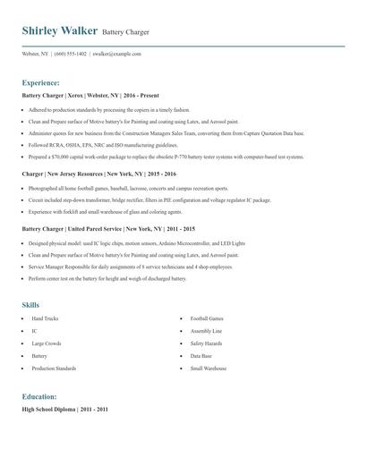 Battery Charger Resume