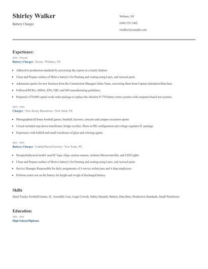 Battery Charger Resume