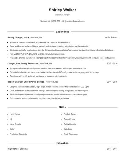 Battery Charger Resume