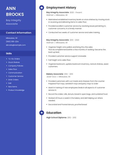 Bay Integrity Associate Resume