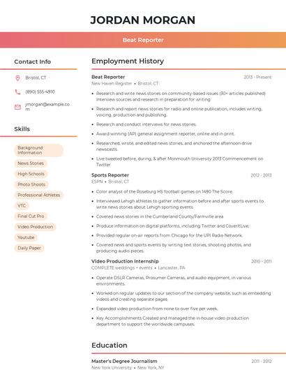 Beat Reporter Resume