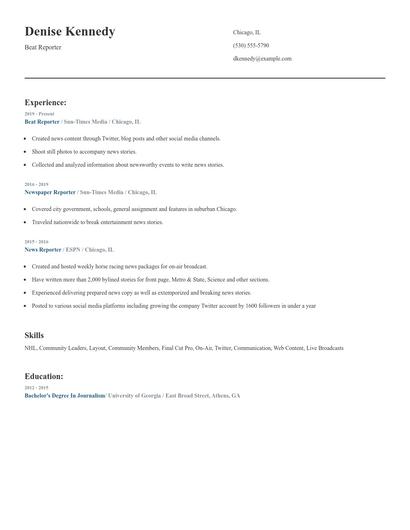 Beat Reporter Resume