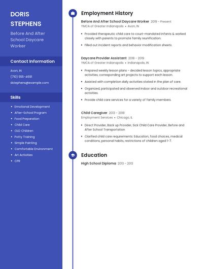 Before And After School Daycare Worker Resume