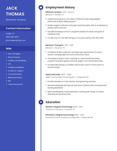 Behavior Analyst Resume