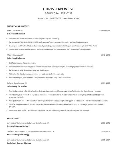 Behavioral Scientist Resume