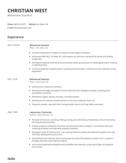 Behavioral Scientist Resume