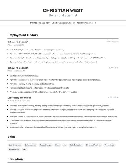 Behavioral Scientist Resume