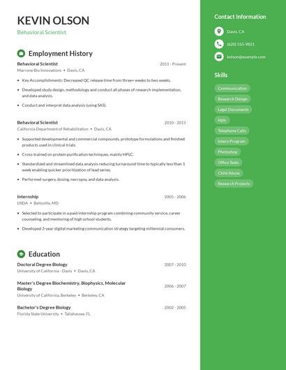 Behavioral Scientist Resume