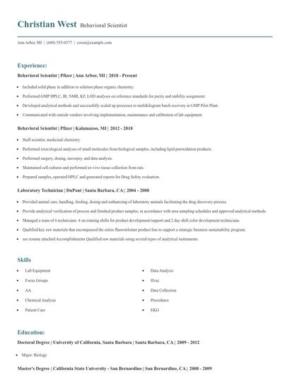 Behavioral Scientist Resume