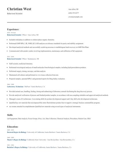 Behavioral Scientist Resume