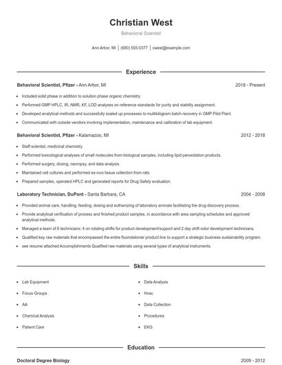 Behavioral Scientist Resume