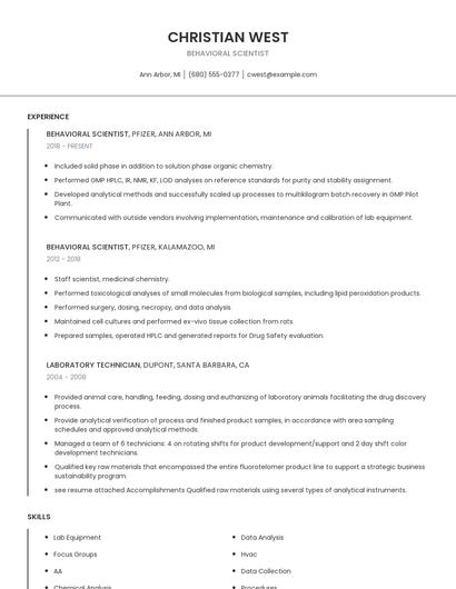 Behavioral Scientist Resume